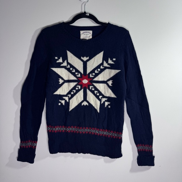 Cambridge Dry Goods Sweaters - Cambridge Dry Goods Lambswool Blend Snowflake Sweater Navy L